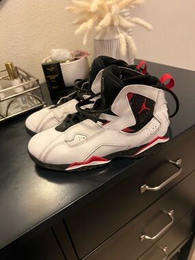 Jordan White Black Red Youth High-Top Sneakers